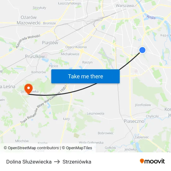 Dolina Służewiecka to Strzeniówka map