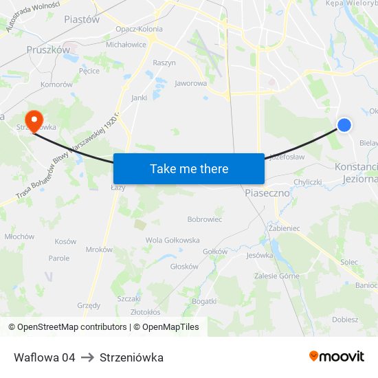 Waflowa to Strzeniówka map