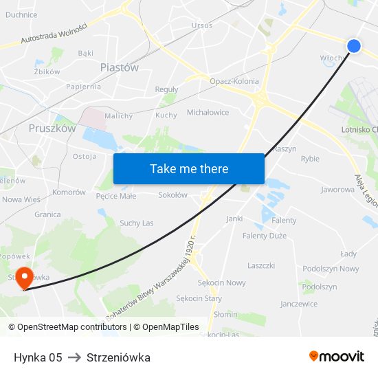 Hynka 05 to Strzeniówka map