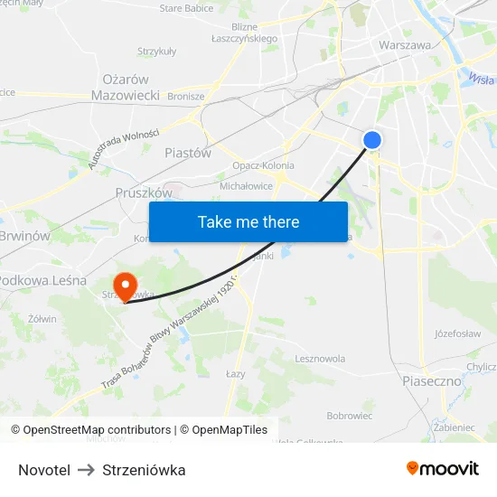 Novotel to Strzeniówka map