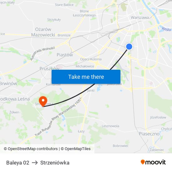 Baleya 02 to Strzeniówka map