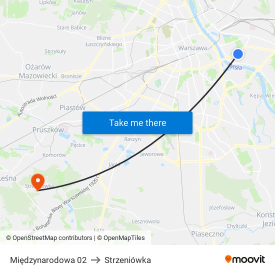 Międzynarodowa 02 to Strzeniówka map