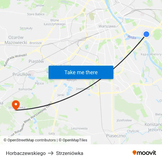 Horbaczewskiego to Strzeniówka map