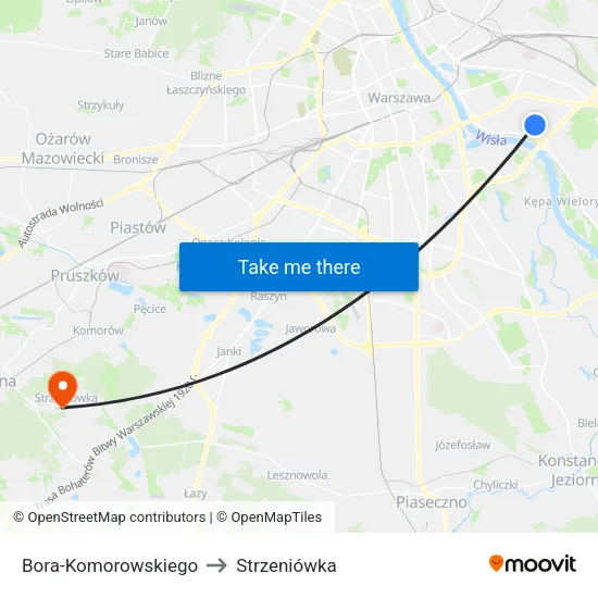 Bora - Komorowskiego to Strzeniówka map
