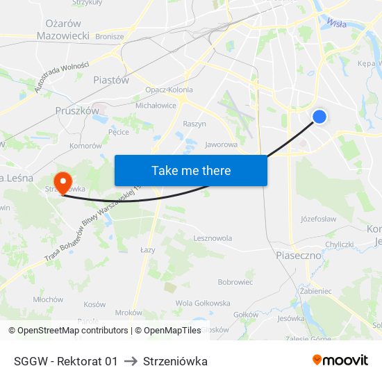 Sggw-Rektorat to Strzeniówka map