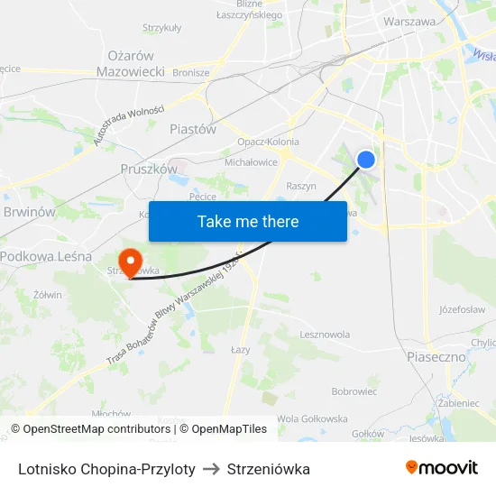 Lotnisko Chopina - Przyloty to Strzeniówka map