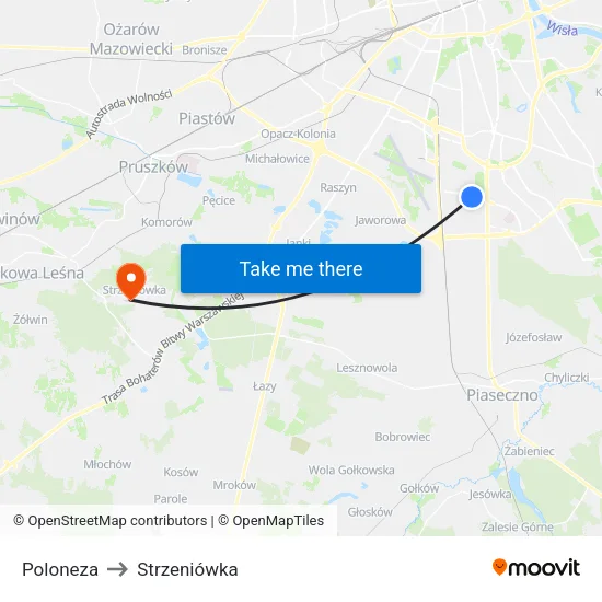 Poloneza to Strzeniówka map