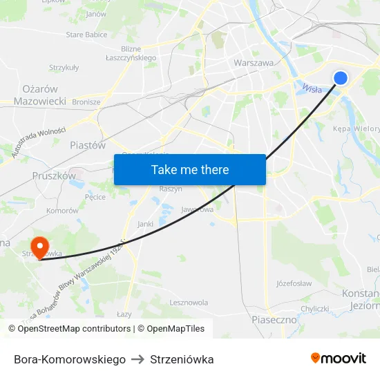 Bora - Komorowskiego to Strzeniówka map