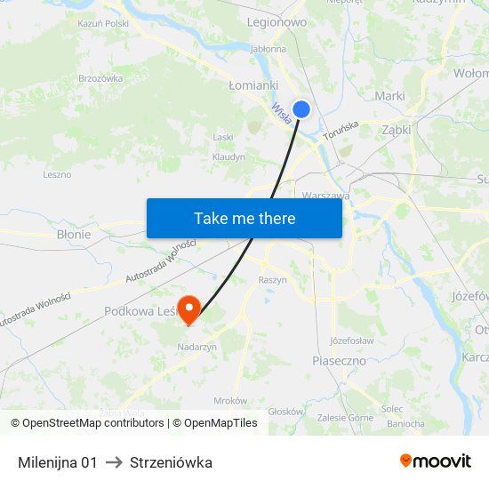 Milenijna to Strzeniówka map