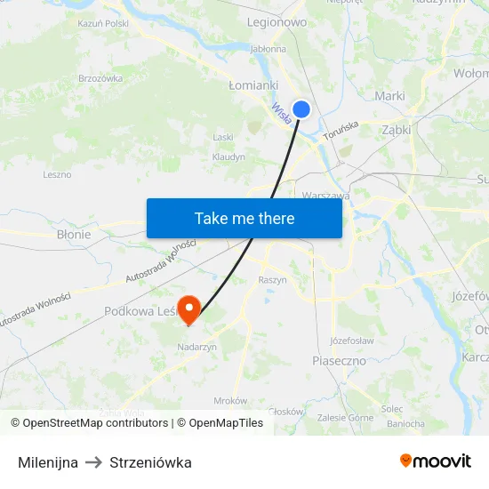 Milenijna to Strzeniówka map