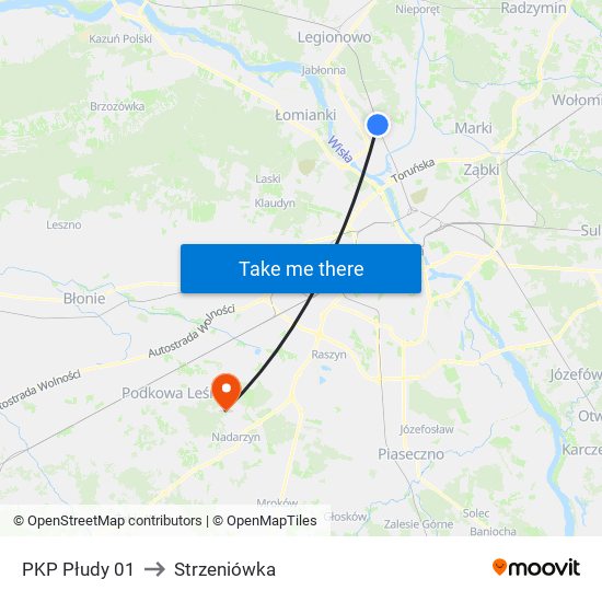 PKP Płudy to Strzeniówka map