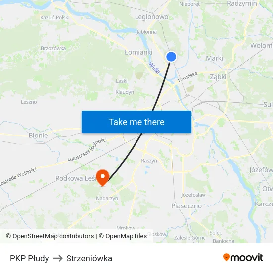 PKP Płudy to Strzeniówka map