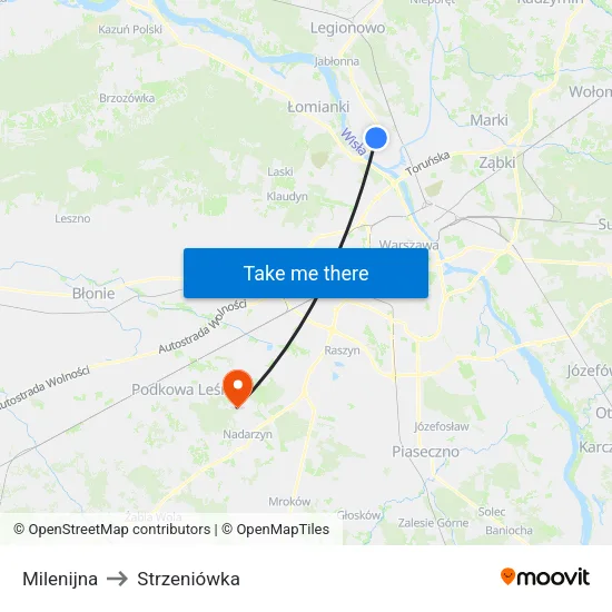 Milenijna to Strzeniówka map