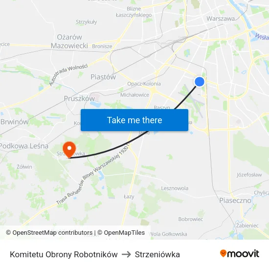 Komitetu Obrony Robotników to Strzeniówka map