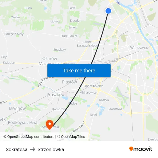 Sokratesa to Strzeniówka map