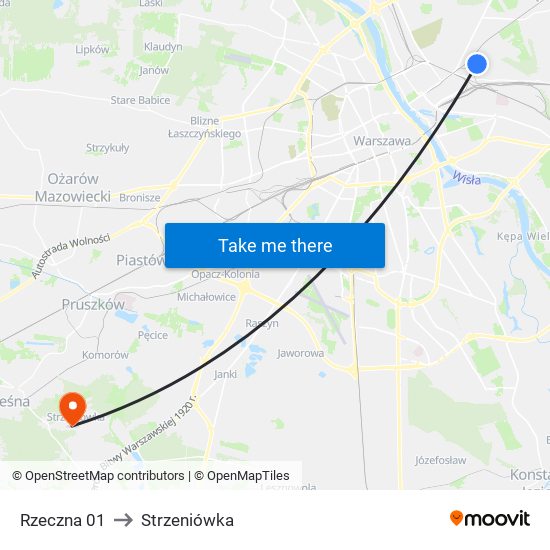 Rzeczna 01 to Strzeniówka map