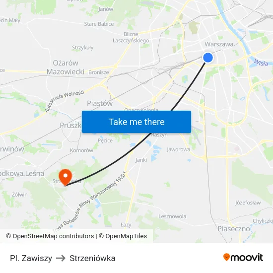 Pl. Zawiszy to Strzeniówka map