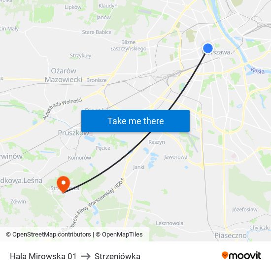 Hala Mirowska 01 to Strzeniówka map
