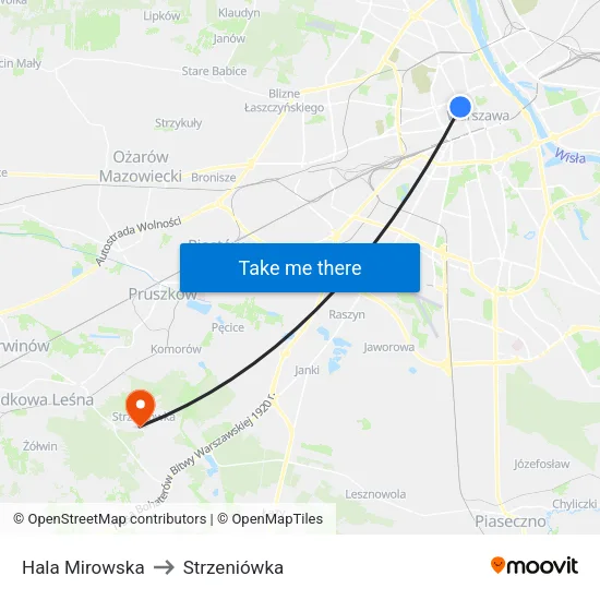 Hala Mirowska to Strzeniówka map