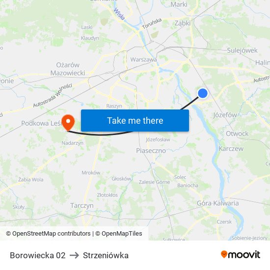 Borowiecka 02 to Strzeniówka map