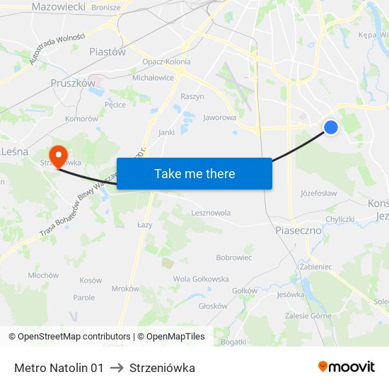 Metro Natolin 01 to Strzeniówka map