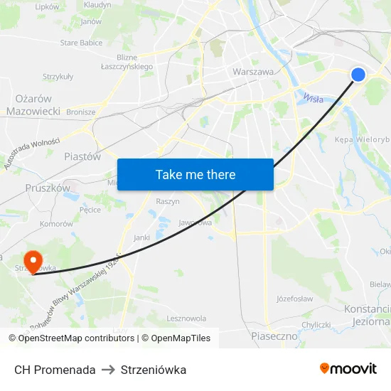CH Promenada to Strzeniówka map
