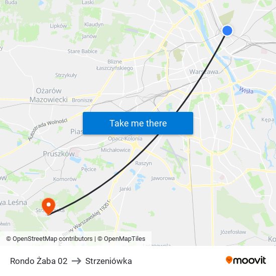 Rondo Żaba to Strzeniówka map