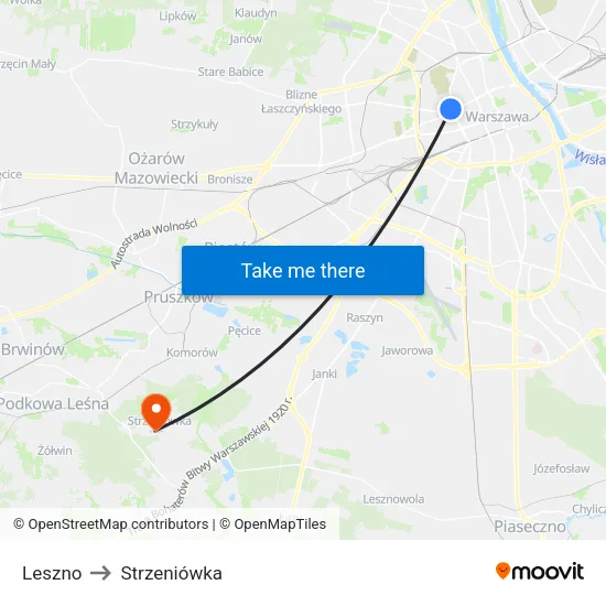 Leszno to Strzeniówka map