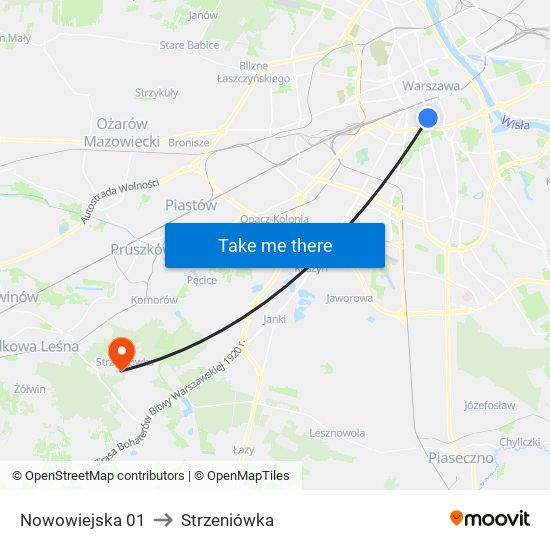 Nowowiejska 01 to Strzeniówka map