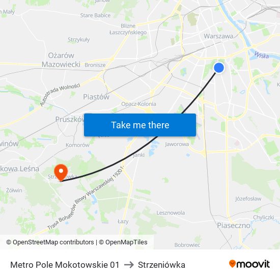 Metro Pole Mokotowskie 01 to Strzeniówka map