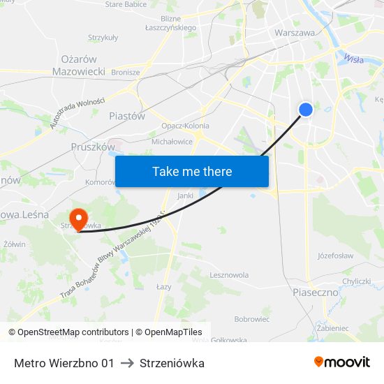 Metro Wierzbno 01 to Strzeniówka map