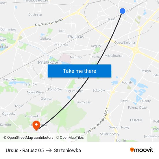 Ursus - Ratusz 05 to Strzeniówka map