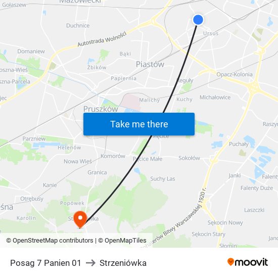 Posag 7 Panien 01 to Strzeniówka map