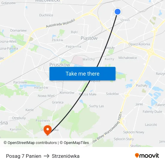 Posag 7 Panien to Strzeniówka map
