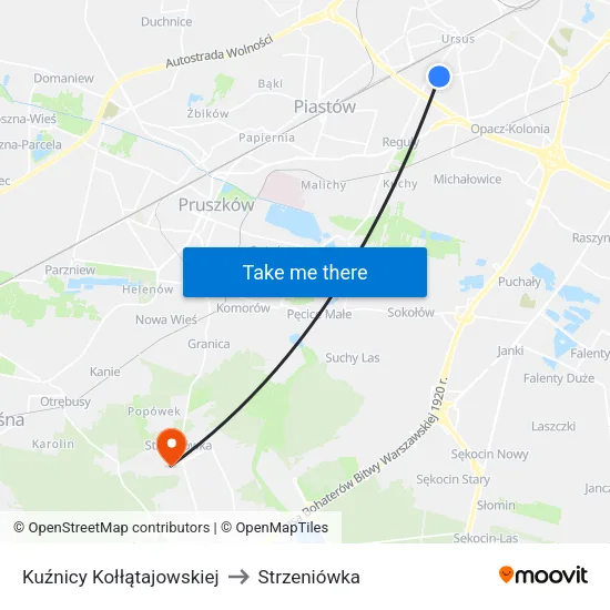 Kuźnicy Kołłątajowskiej to Strzeniówka map