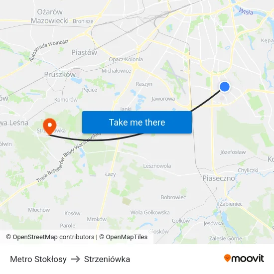Metro Stokłosy to Strzeniówka map