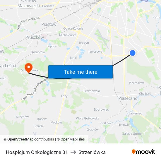 Hospicjum Onkologiczne 01 to Strzeniówka map