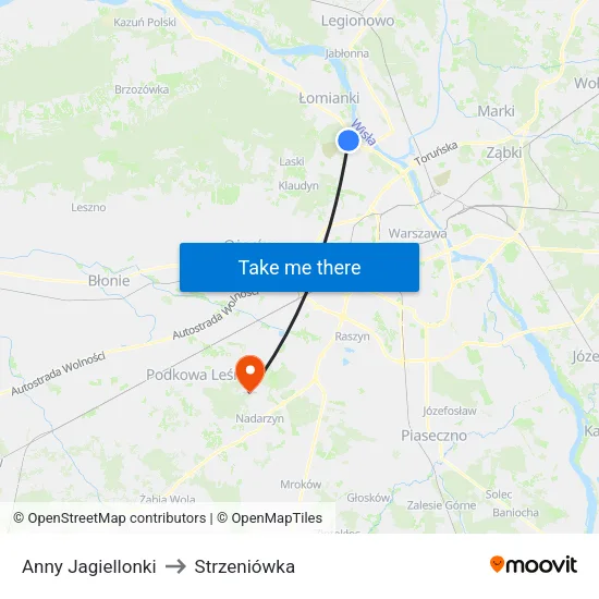 Anny Jagiellonki to Strzeniówka map