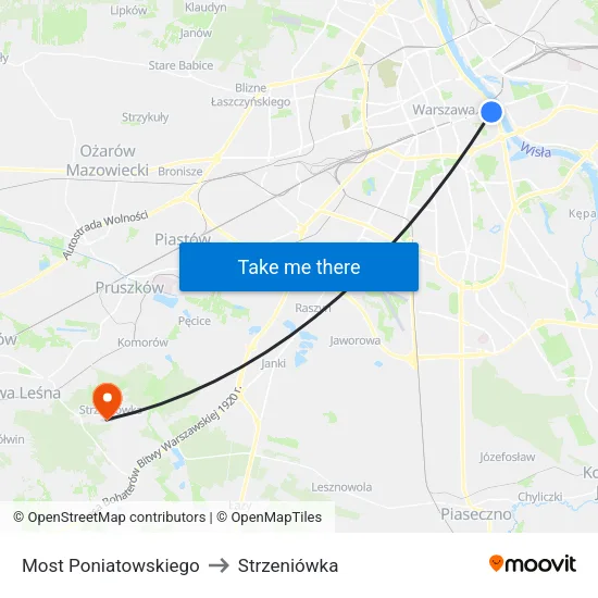 Most Poniatowskiego to Strzeniówka map