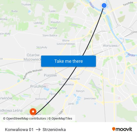 Konwaliowa to Strzeniówka map