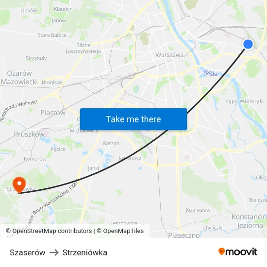 Szaserów to Strzeniówka map