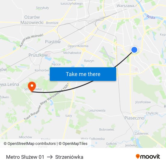 Metro Służew 01 to Strzeniówka map