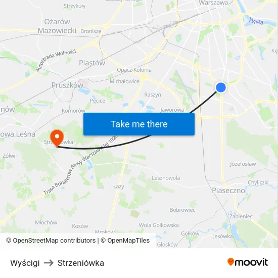 Wyścigi to Strzeniówka map