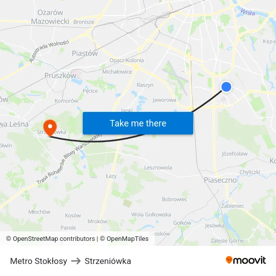Metro Stokłosy to Strzeniówka map