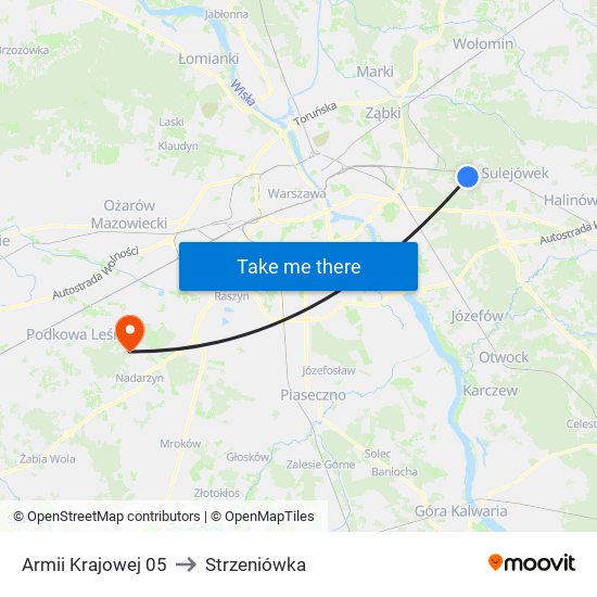 Armii Krajowej to Strzeniówka map