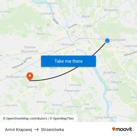 Armii Krajowej to Strzeniówka map