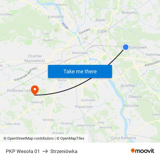 PKP Wesoła 01 to Strzeniówka map