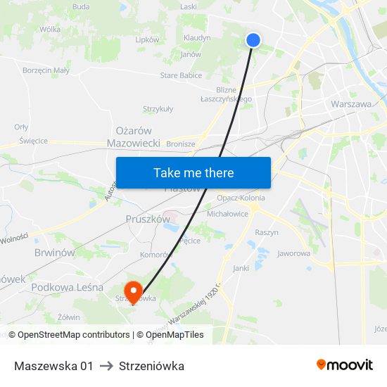 Maszewska to Strzeniówka map