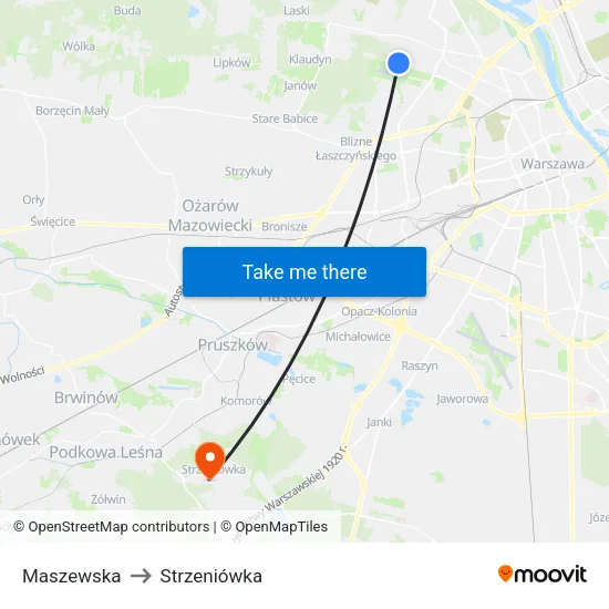 Maszewska to Strzeniówka map