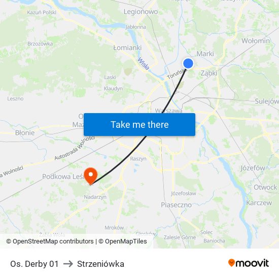 Os. Derby to Strzeniówka map